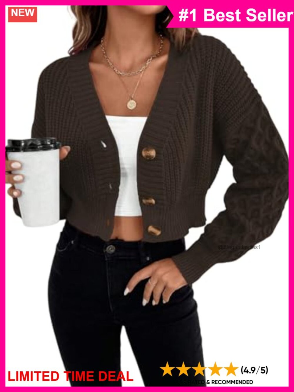 Cable Knit Button Down Drop Shoulder Chunky Cardigan Sweater
